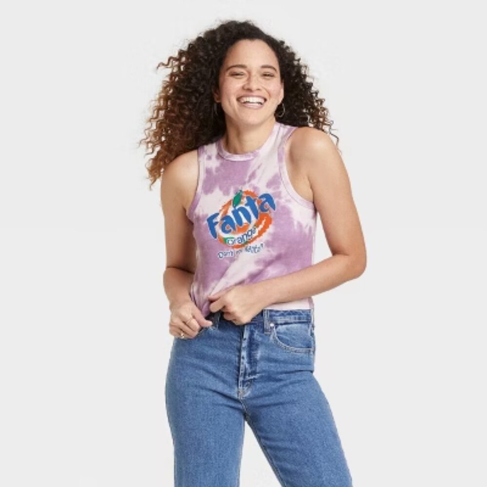 NEW Women's Fanta Racerback Cropped Graphic Tank Top - Purple M